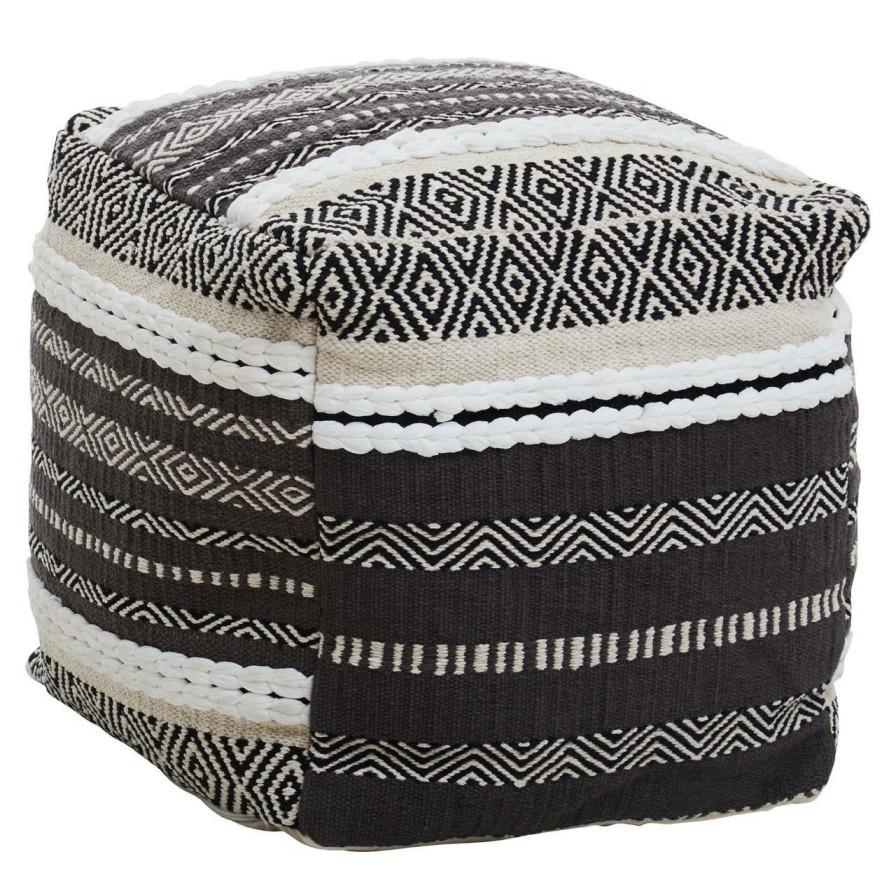 FURNITURE Fifty Five South Pouffes | Cefena Grey And White Pouffe