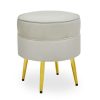 FURNITURE Fifty Five South Seating | Tamra Round Velvet Gold Leg Footstool