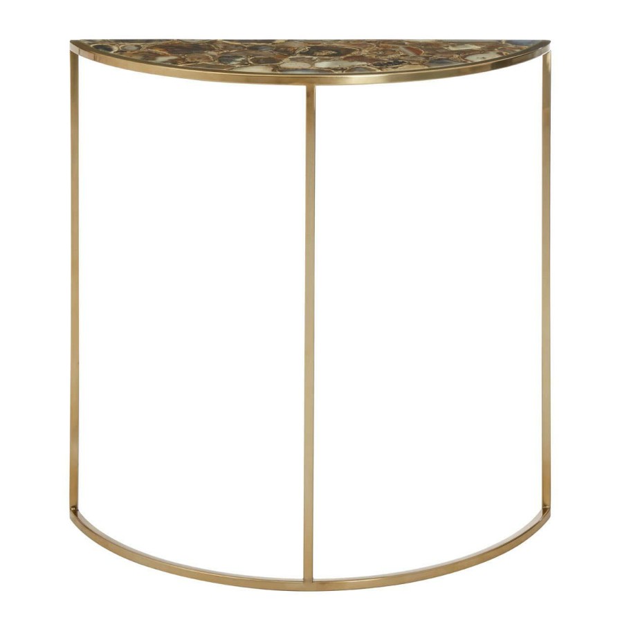 FURNITURE Fifty Five South Side Tables | Vita Half Moon Black Agate Top Table