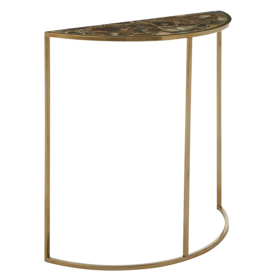 FURNITURE Fifty Five South Side Tables | Vita Half Moon Black Agate Top Table