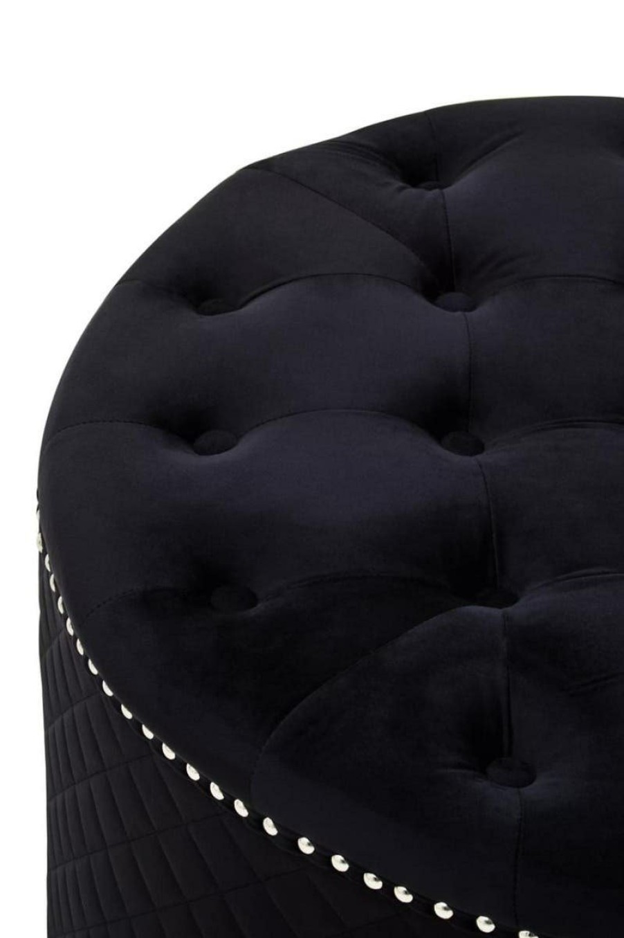 FURNITURE Fifty Five South Seating | Zamora Round Black Velvet Ottoman