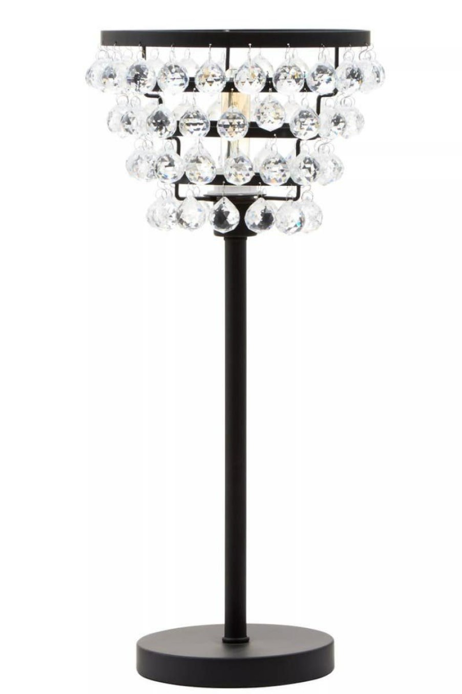 Accessories Fifty Five South Table Lamps | Hutchinson Clear Crystal Table Lamp With Black Metal