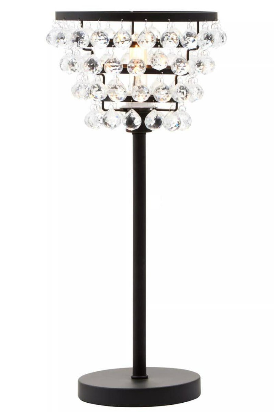 Accessories Fifty Five South Table Lamps | Hutchinson Clear Crystal Table Lamp With Black Metal