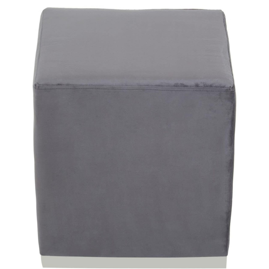 FURNITURE Fifty Five South Seating | Hagen Grey And Silver Square Stool