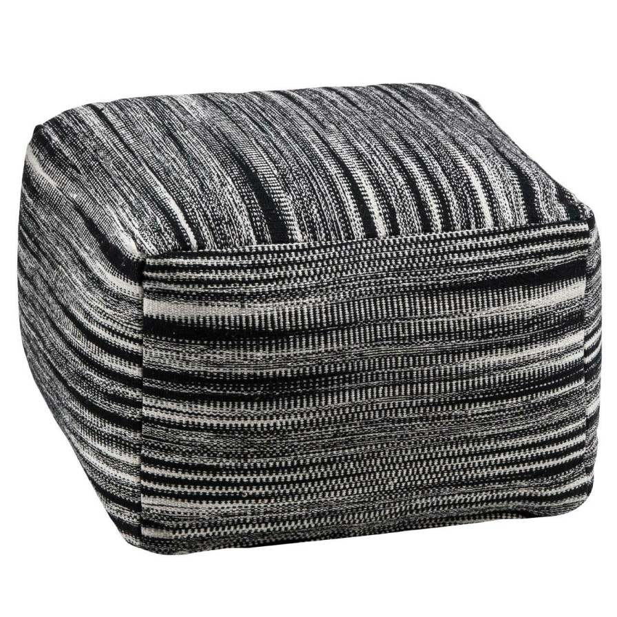 FURNITURE Bosie Pouffes | Bosie Black Multi Stripe Pouffe