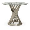 FURNITURE Fifty Five South Dining Tables | Anzio Clear Glass And Silver Hourglass Base Dining Table