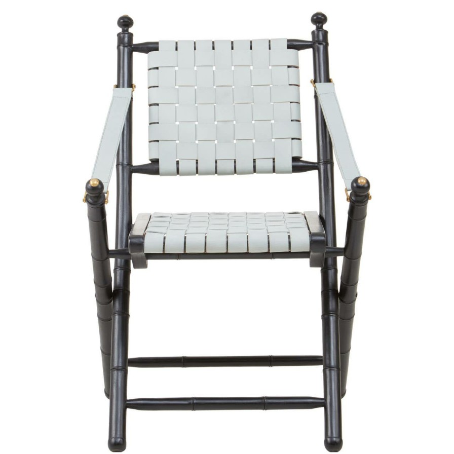 FURNITURE Fifty Five South Seating | Kendari White Leather And Black Teak Wood Chair