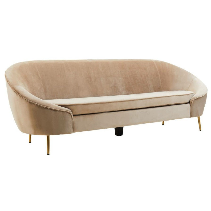 FURNITURE Fifty Five South Sofas | Yasmeen 3 Seat Mink Velvet Sofa