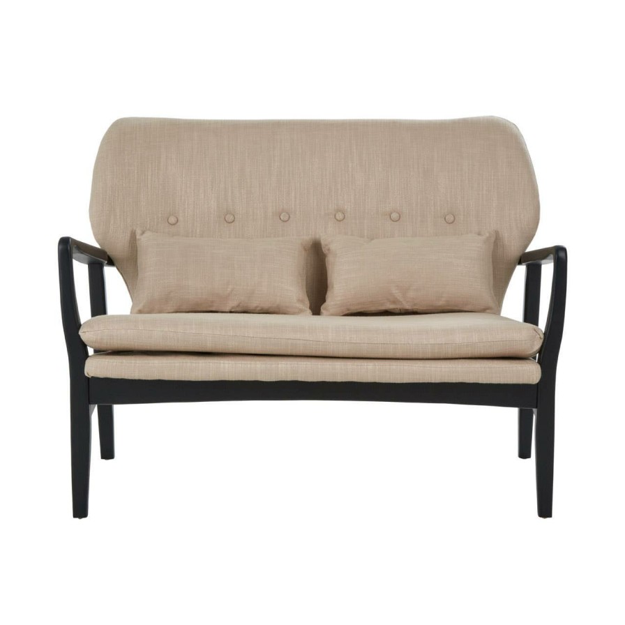 FURNITURE Premier Seating | Stockholm 2 Seat Beige Sofa With Black Wood Frame