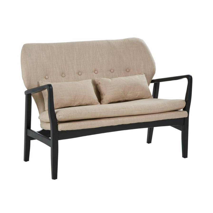 FURNITURE Premier Seating | Stockholm 2 Seat Beige Sofa With Black Wood Frame