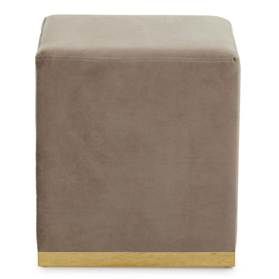 FURNITURE Fifty Five South Seating | Hagen Mink And Gold Square Stool