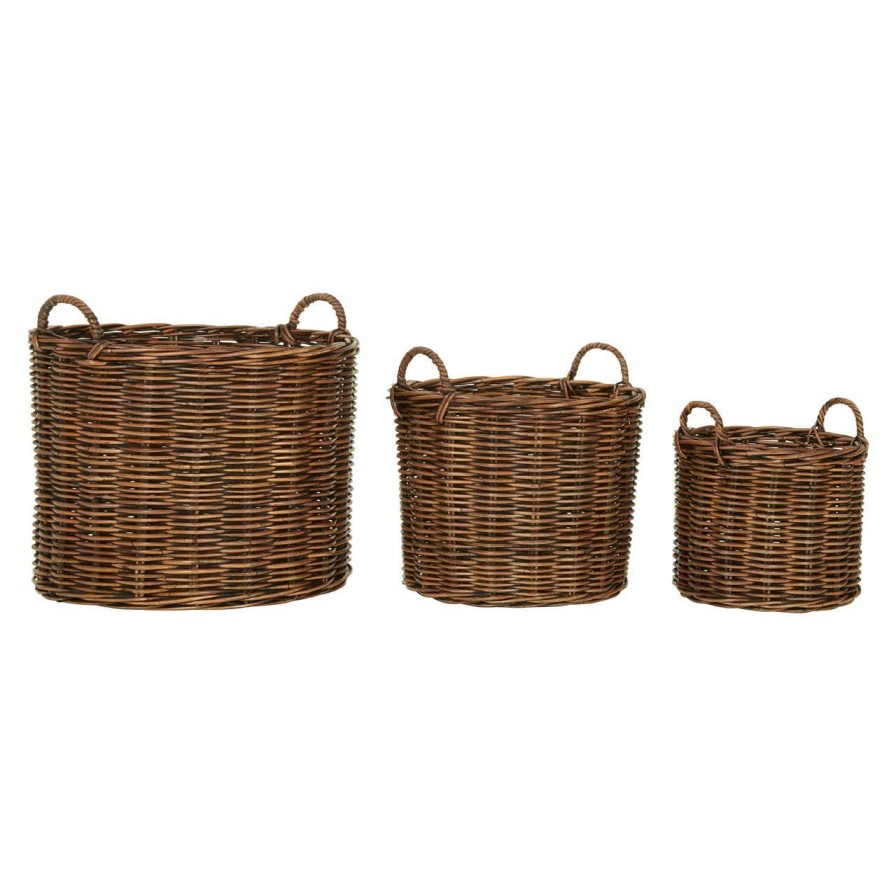 Bathe and Utility Fifty Five South Boxes, Bags and Baskets | Argento Antique Brown Natural Rattan Baskets