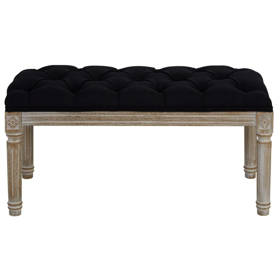 FURNITURE Fifty Five South Seating | Kensington Townhouse Black Linen Bench