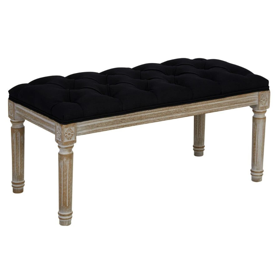 FURNITURE Fifty Five South Seating | Kensington Townhouse Black Linen Bench