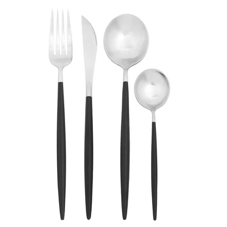 Kitchen and Dining Premier Cutlery | Avie 16Pc Matt Black And Silver Cutlery Set