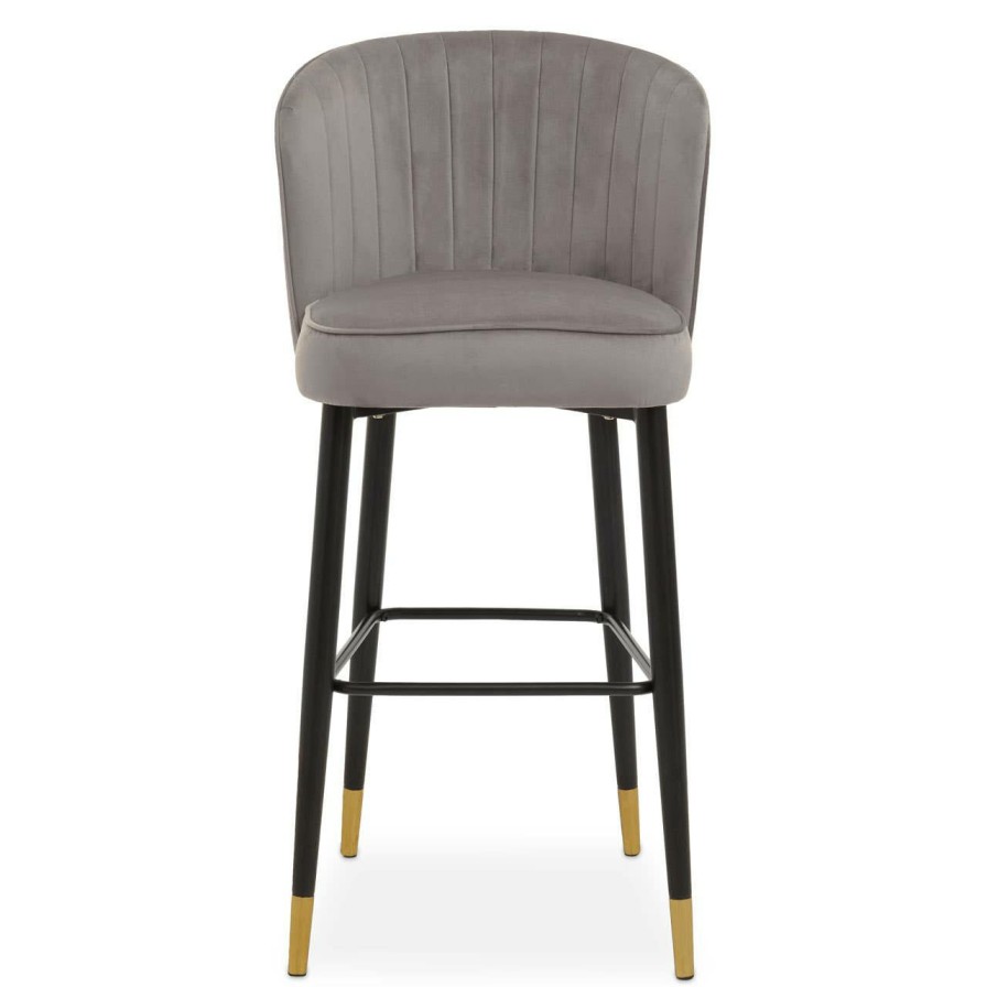 FURNITURE Fifty Five South Bar Seating | Vieste Grey Velvet Bar Chair