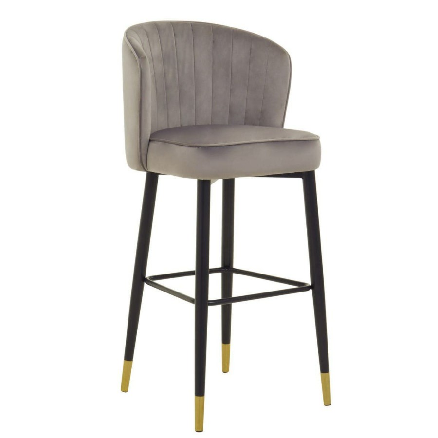 FURNITURE Fifty Five South Bar Seating | Vieste Grey Velvet Bar Chair