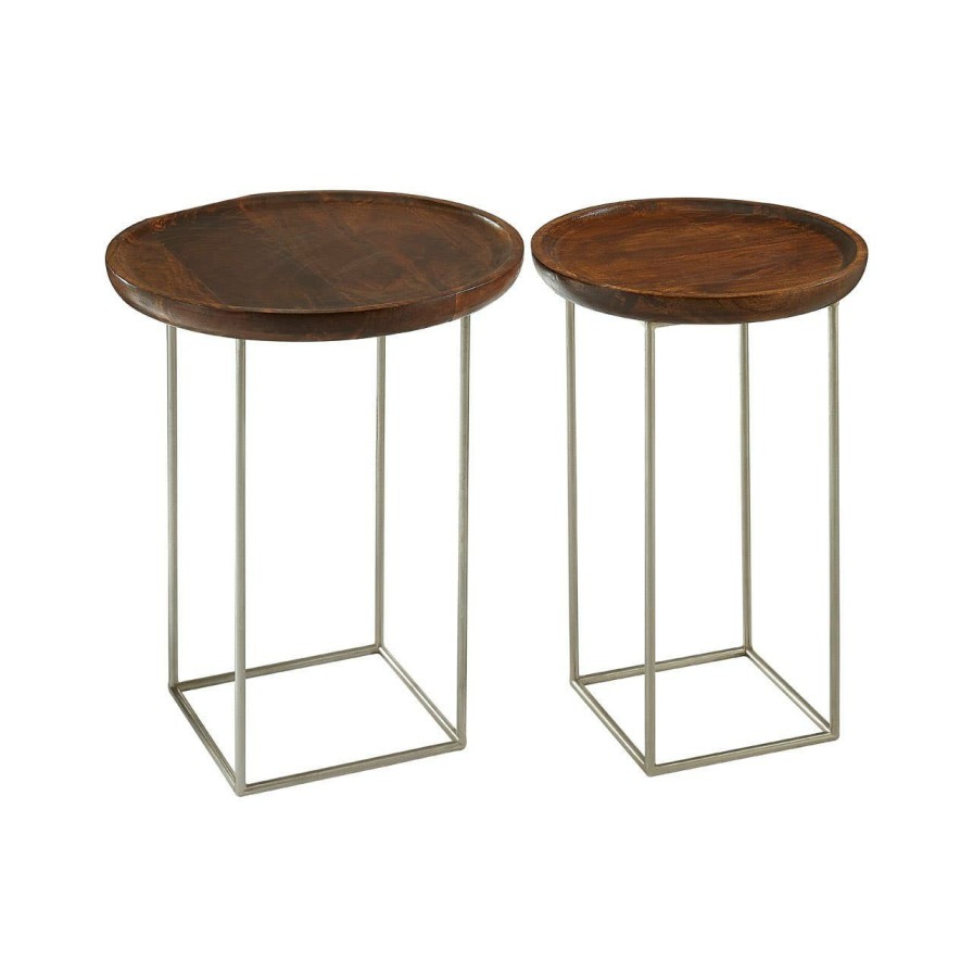 FURNITURE Premier Side Tables | Crest Silver Iron And Wood Tops Side Tables