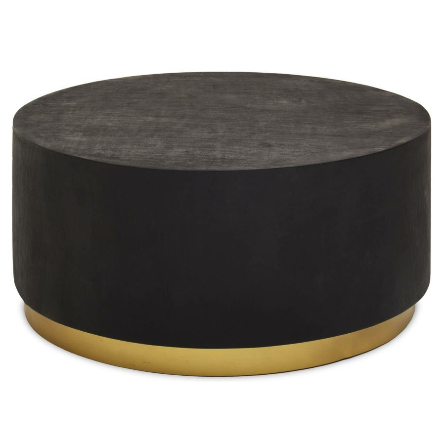 FURNITURE Fifty Five South Coffee Tables | Naro Black And Gold Concrete Look Coffee Table