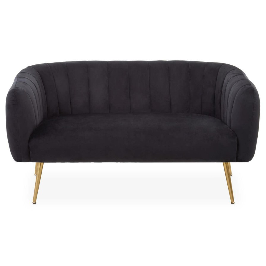 FURNITURE Premier Seating | Larissa Two Seat Black Velvet Sofa