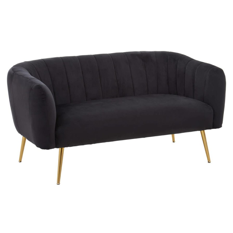 FURNITURE Premier Seating | Larissa Two Seat Black Velvet Sofa