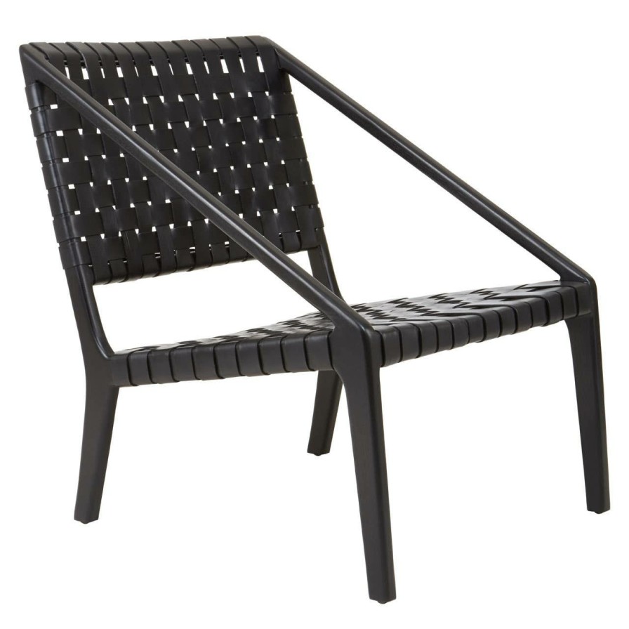 FURNITURE Fifty Five South Seating | Kendari Black Leather Woven Chair