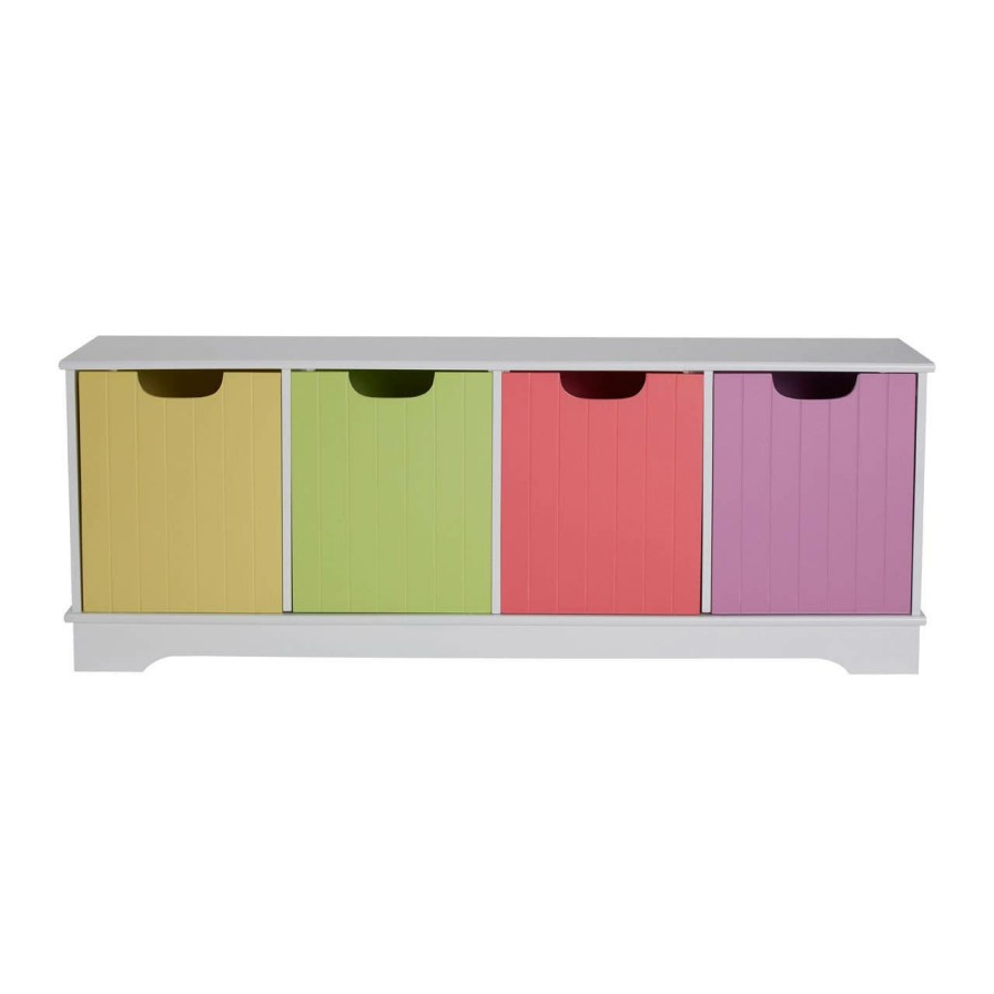 FURNITURE Premier Storage | Kids White 4 Coloured Boxes Storage Unit