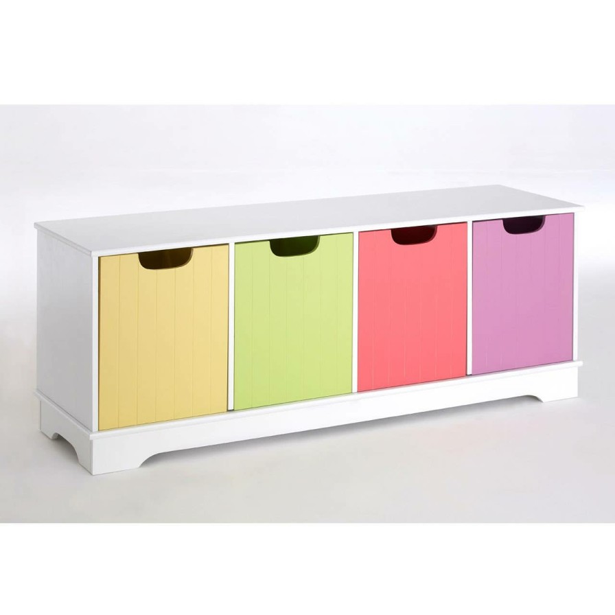 FURNITURE Premier Storage | Kids White 4 Coloured Boxes Storage Unit