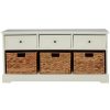 FURNITURE Premier Storage | Vermont Ivory 3 Drawer 3 Baskets Bench