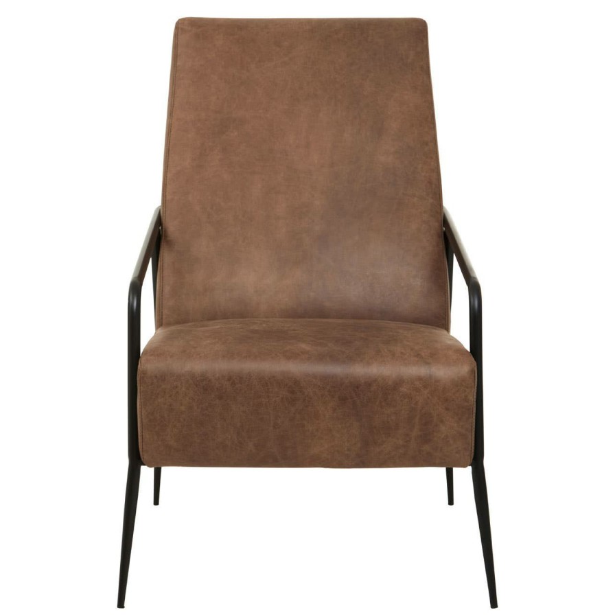 FURNITURE Fifty Five South Armchairs | Hoxton Brown Leather Chair With Tapered Back