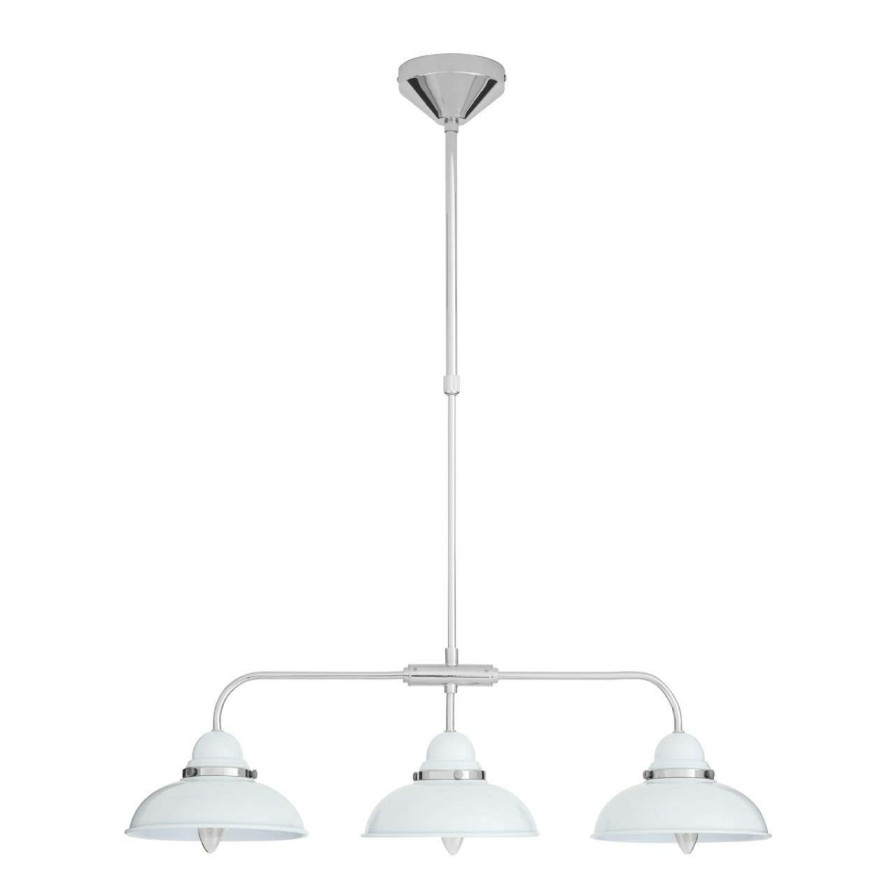 Accessories Premier Decorative Lights | Jasper White And Chrome 3 Light Pendant Light