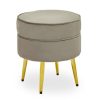 FURNITURE Fifty Five South Seating | Tamra Round Velvet Gold Leg Footstool