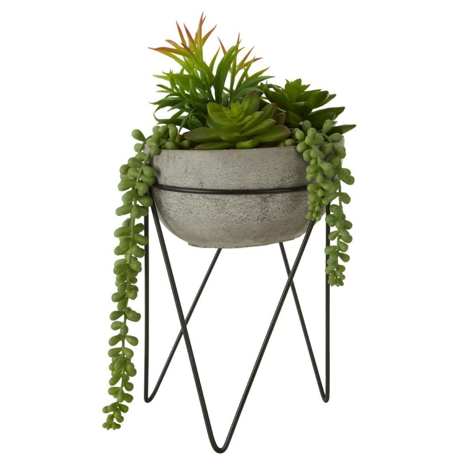 Accessories Fiori Faux Flowers and Plants | Fiori Mixed Succulent With Metal Stand