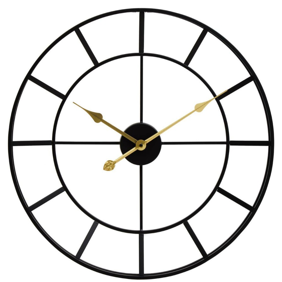 Accessories Fifty Five South Wall Clocks | Kent Large Black Finish Metal Wall Clock