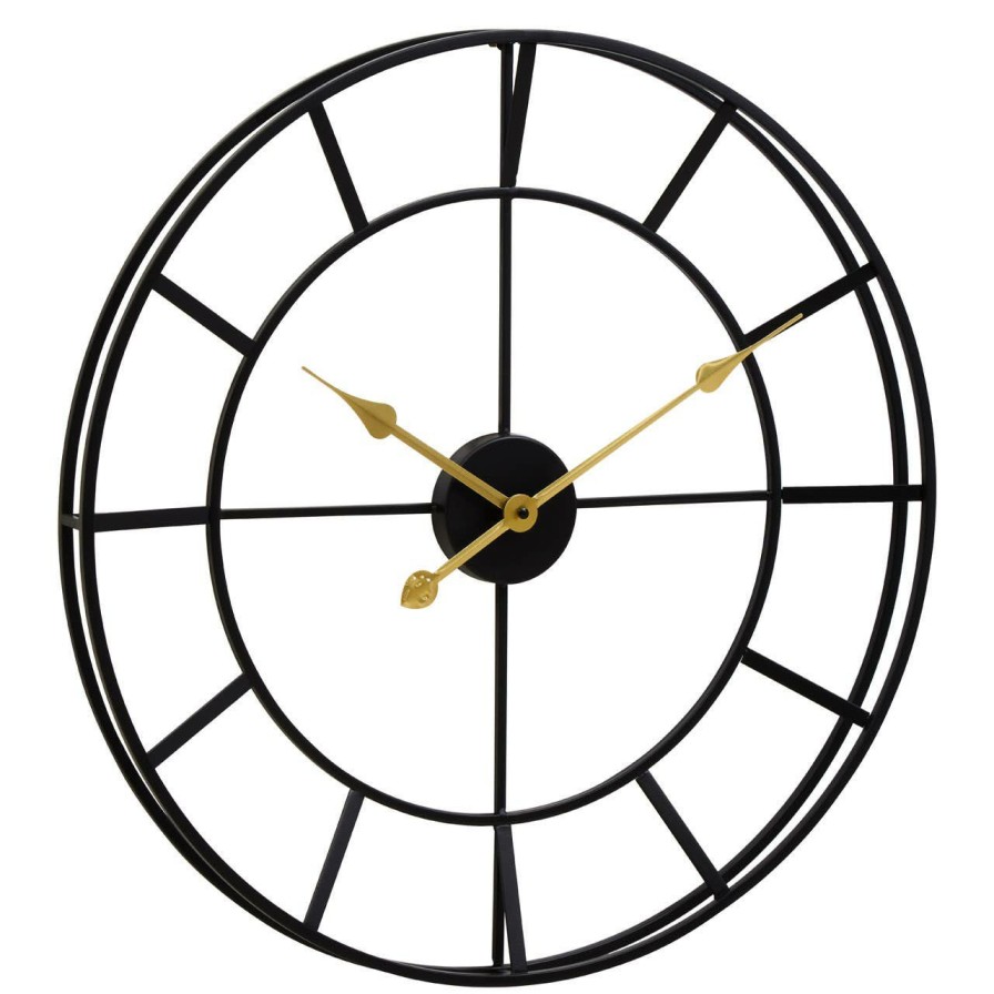 Accessories Fifty Five South Wall Clocks | Kent Large Black Finish Metal Wall Clock