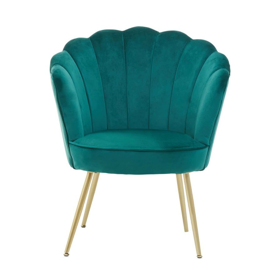 FURNITURE Premier Seating | Ovala Emerald Green Velvet Scalloped Chair