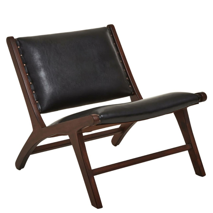 FURNITURE Fifty Five South Chaise Lounges | Inca Genuine Black Cow Leather Chair