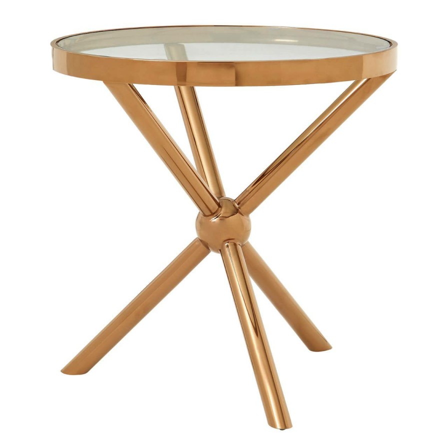 FURNITURE Fifty Five South Side Tables | Novo Round Rose Gold Side Table