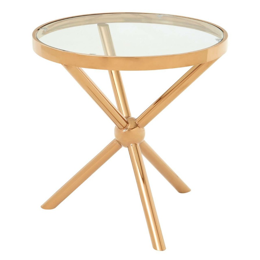 FURNITURE Fifty Five South Side Tables | Novo Round Rose Gold Side Table