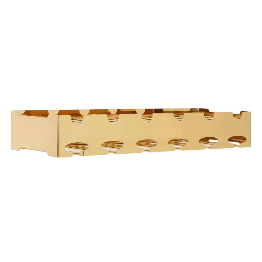 Kitchen and Dining Fifty Five South Wine Racks | Novo 6 Bottle Gold Finish Wine Rack