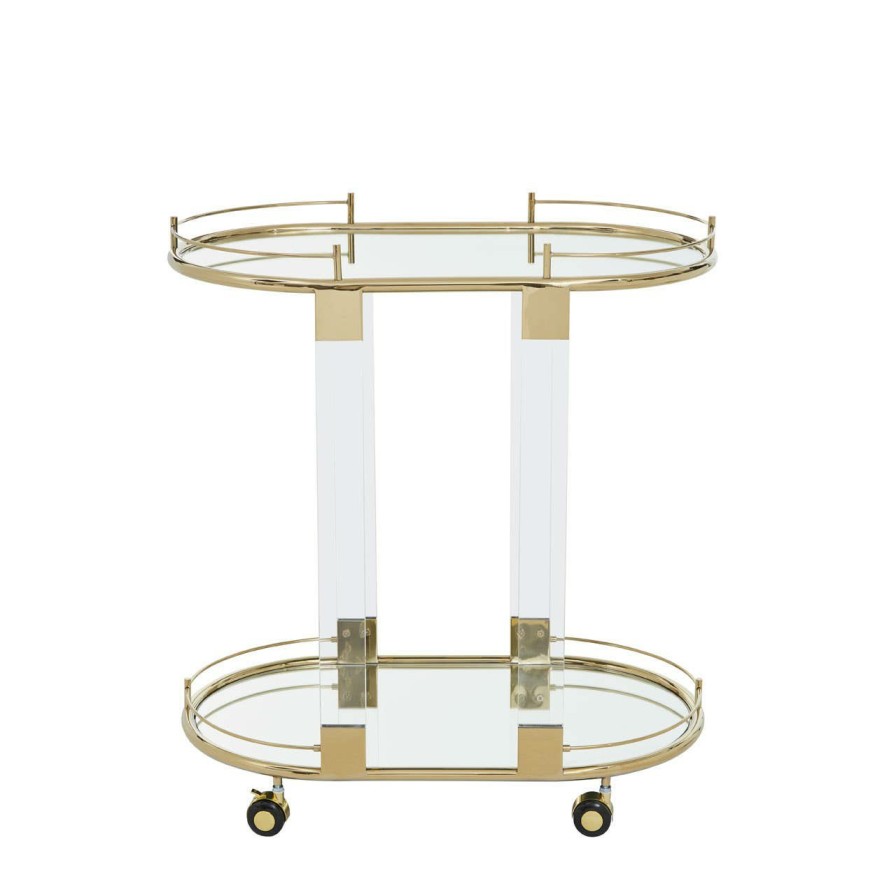 FURNITURE Fifty Five South Bar Carts and Trolleys | Oria Bar Trolley With Warm Metallic Frame