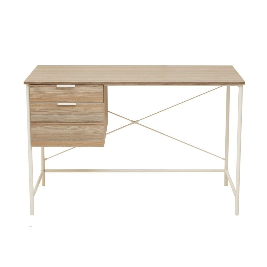 FURNITURE Premier Desks | Bradbury Light Oak Veneer Desk With Drawers