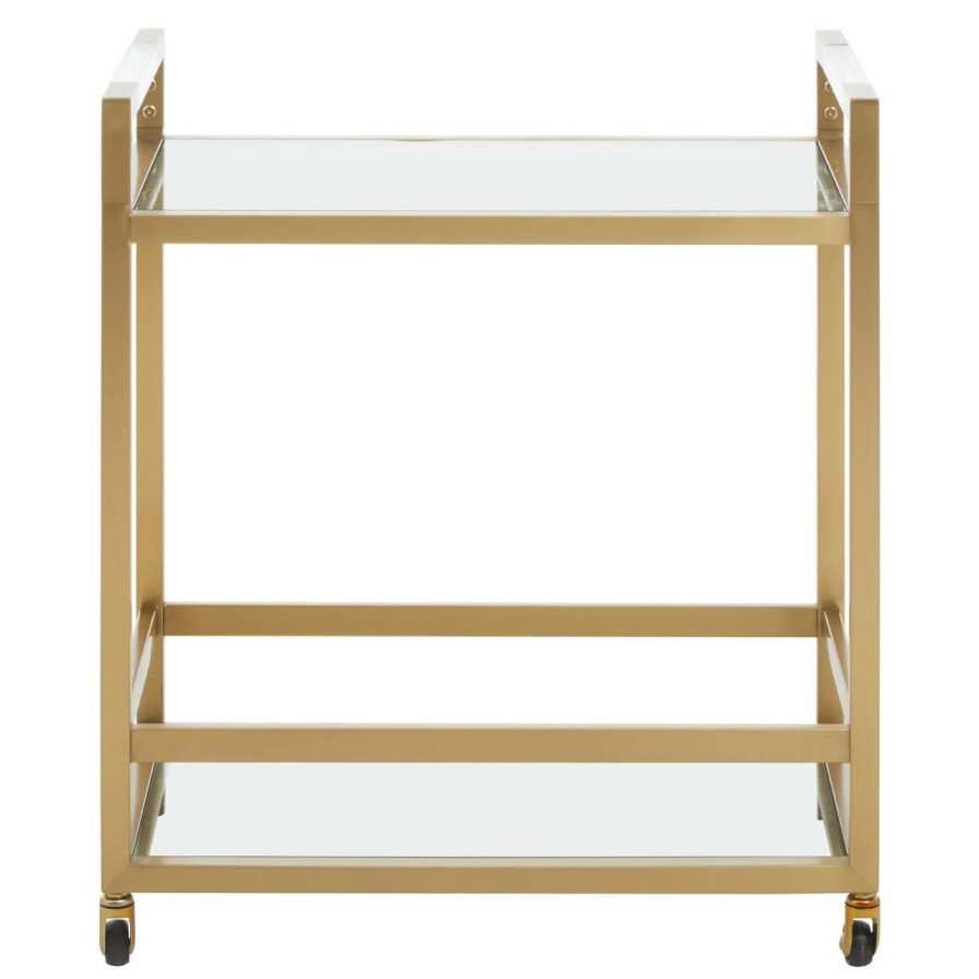 FURNITURE Fifty Five South Bar Carts and Trolleys | Vogue Matte Gold Two Tier Butler Trolley