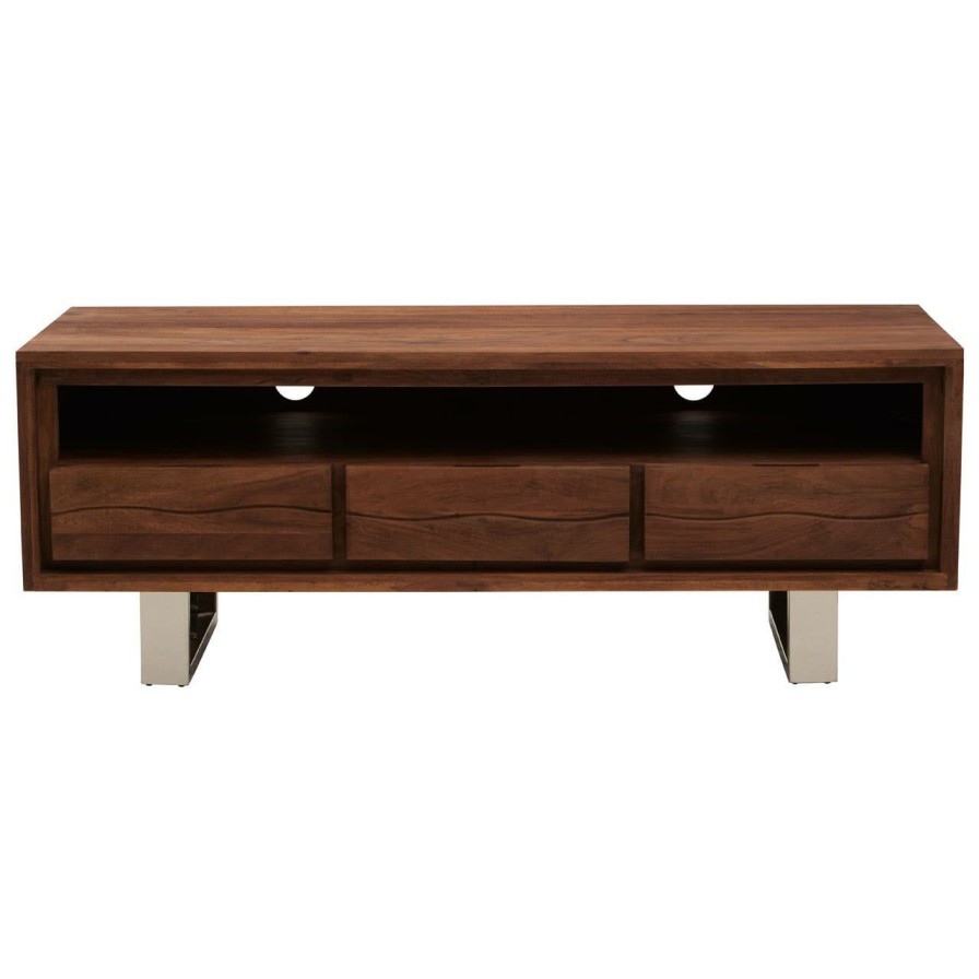 FURNITURE Fifty Five South Media and TV Units | Simla Acacia Three Drawer Media Unit