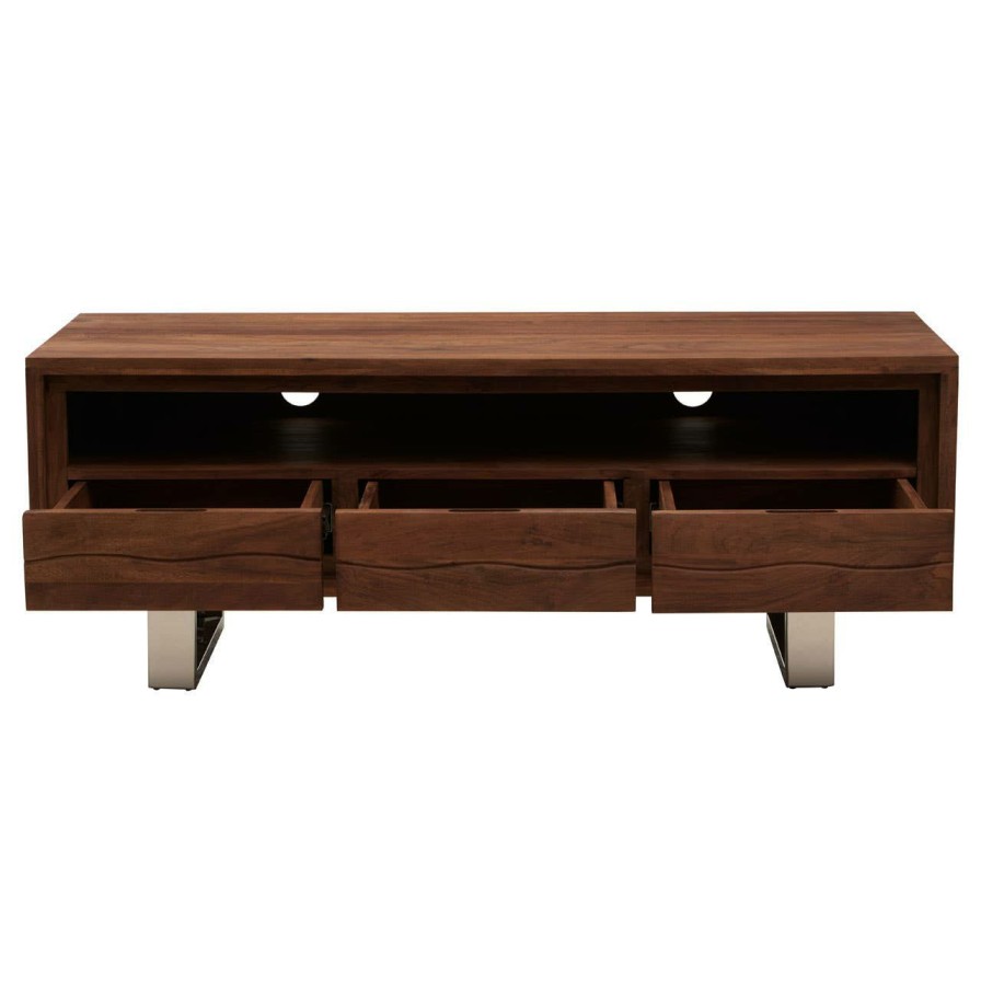 FURNITURE Fifty Five South Media and TV Units | Simla Acacia Three Drawer Media Unit