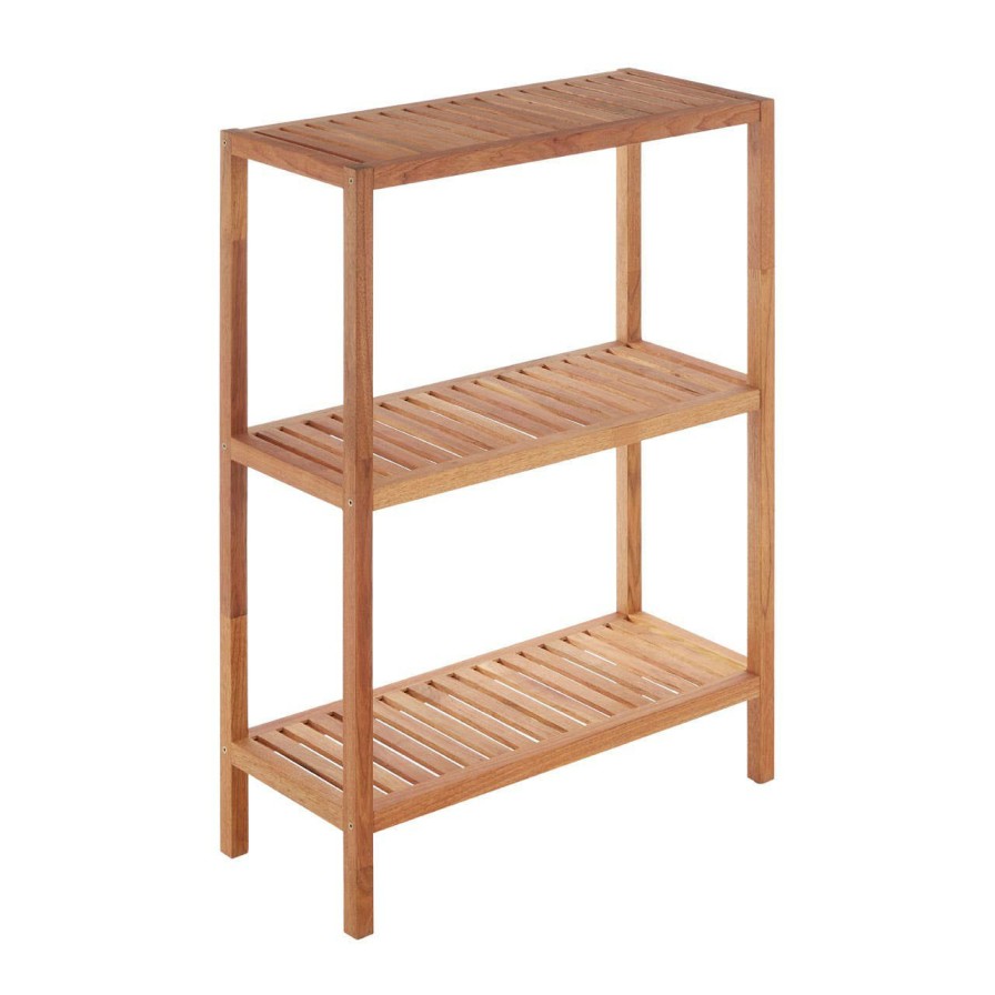 Bathe and Utility Premier Racks, Caddies and Shelf Units | Arla 3 Tier Wooden Bathroom Shelf Unit