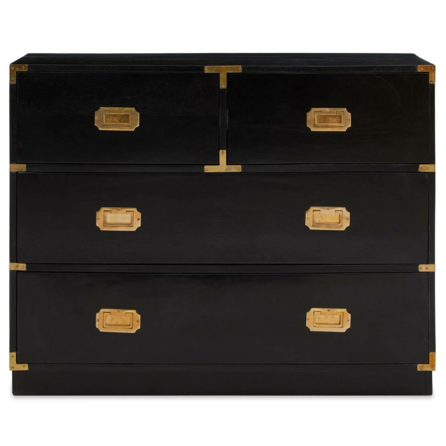 FURNITURE Fifty Five South Chest of Drawers | Sarter Four Drawer Black Mango Wood Chest