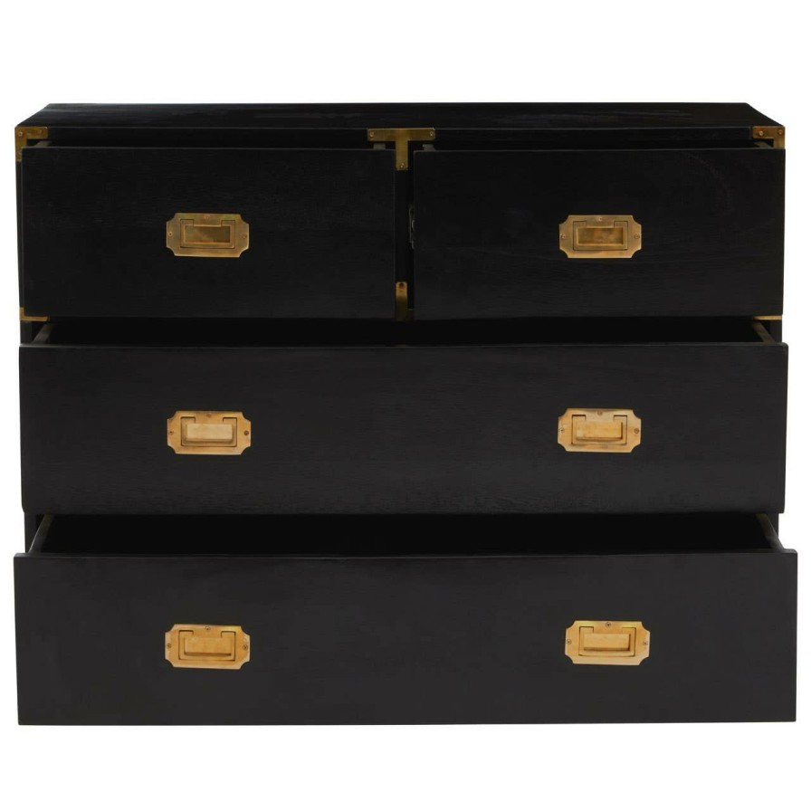 FURNITURE Fifty Five South Chest of Drawers | Sarter Four Drawer Black Mango Wood Chest