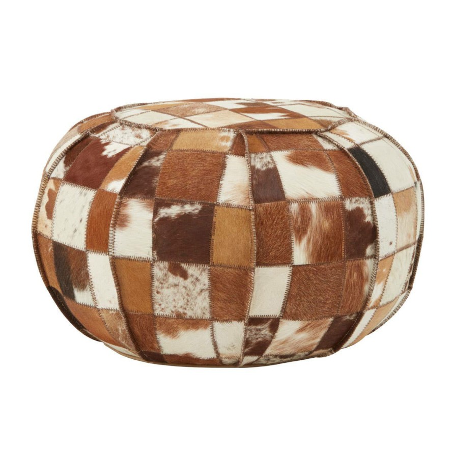 FURNITURE Fifty Five South Pouffes | Buffalo Multicolour Leather Pouffe