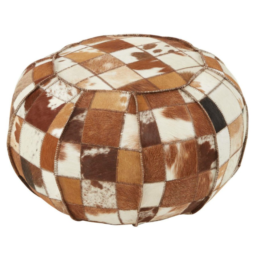 FURNITURE Fifty Five South Pouffes | Buffalo Multicolour Leather Pouffe